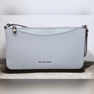 NWT Michael Kors Gray Crossbody Bag Saffiano Leather Purse Adjustable Strap